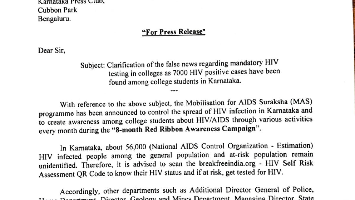 No Mandatory HIV Testing in Colleges; '7,000 Students HIV Positive' Reports False: KSAPS