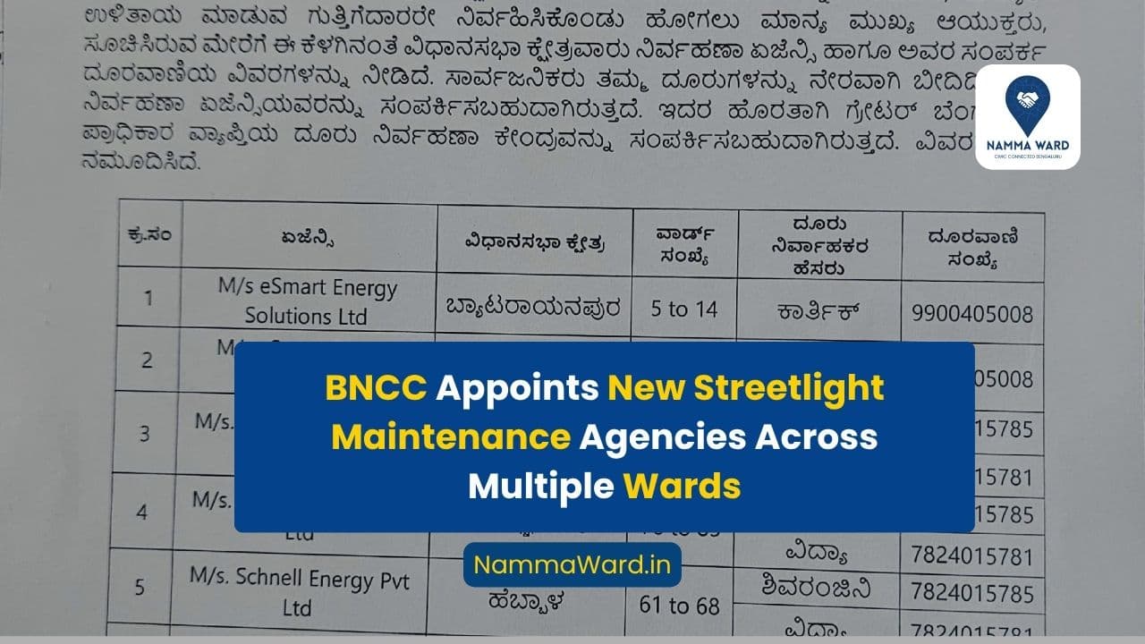 BNCC Appoints New Agencies for Streetlight Maintenance Across Multiple Wards