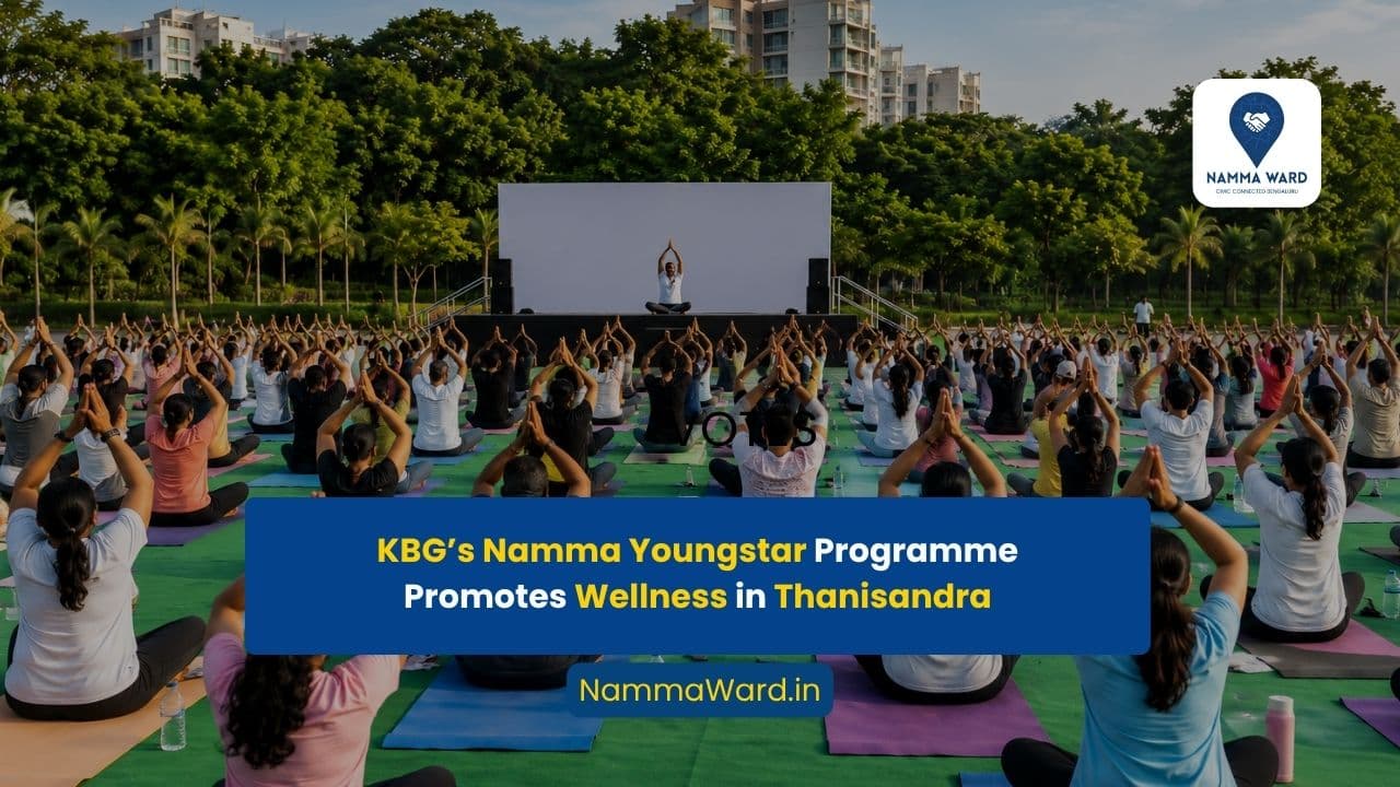 Huge Crowd Assembles for KBG’s Namma Youngstar Event in Thanisandra on International Yoga Day .