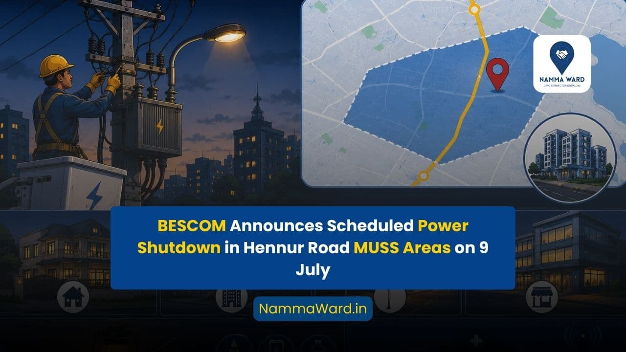 BESCOM Announces Scheduled Power Shutdown in Hennur Road MUSS Areas on 9 July 2026