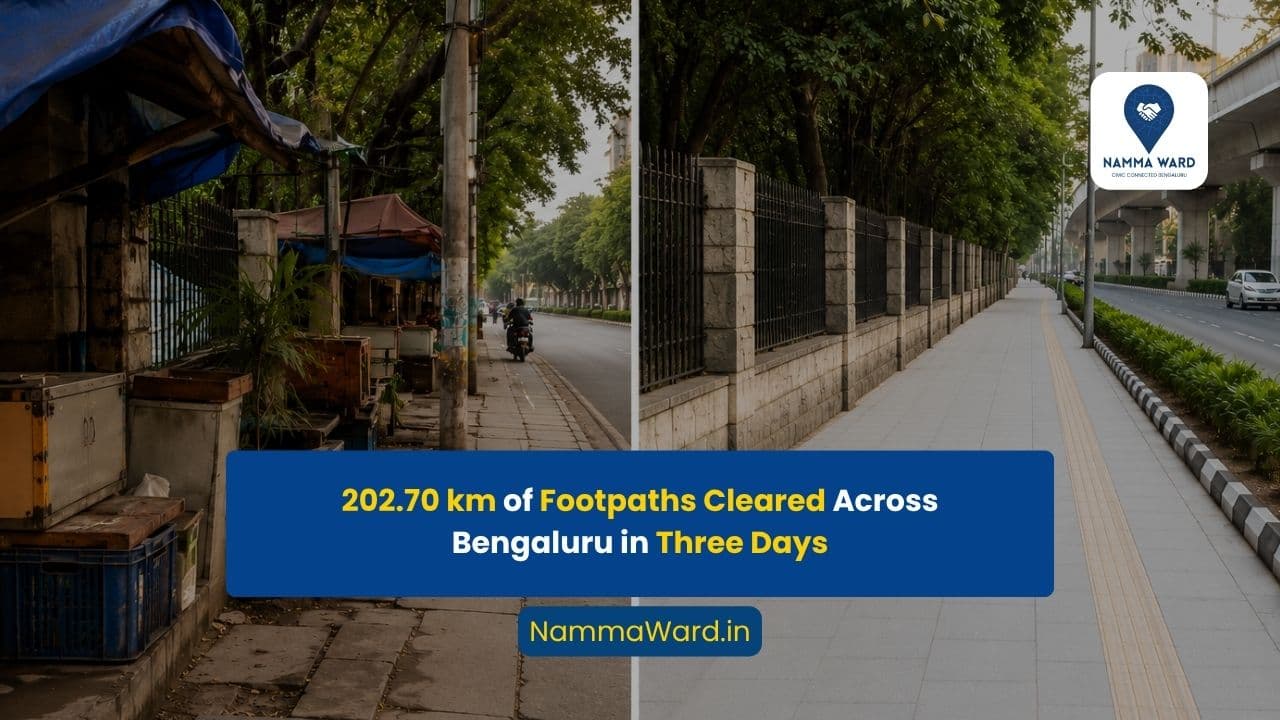 202.70 km of Footpaths Cleared Across Bengaluru in Three Days